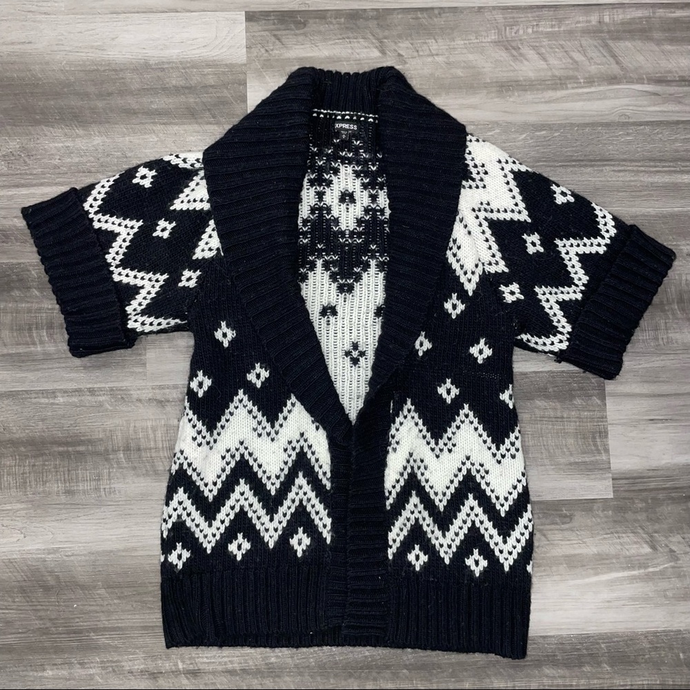 Express chunky knit black white sweater cardigan